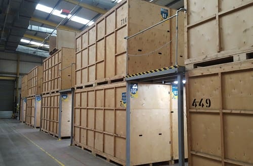 Storage boxes in a warehouse