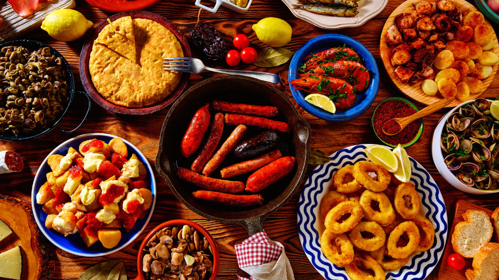 Spanish tapas meal.
