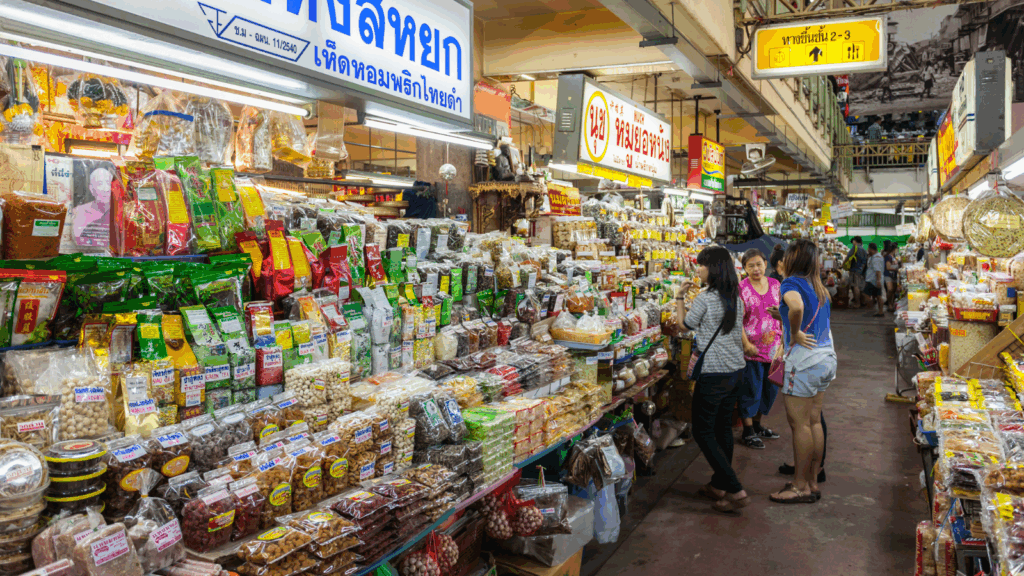 Popular local market in Chiang Mai, Thailand.