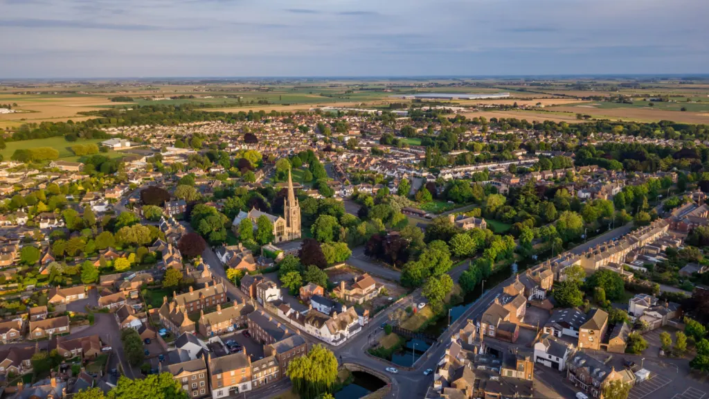 Aerial view of Spalding, UK